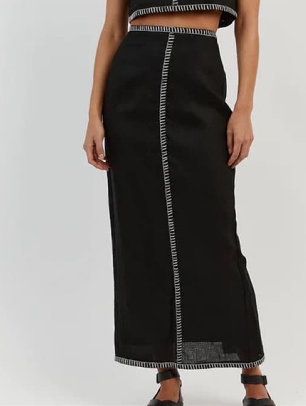 Magaschoni NWT Black Maxi Pencil Skirt with Contrast Stitching Sz 8